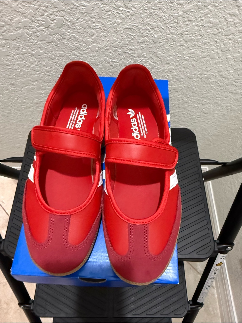 Adidas Samba Jane-Red Mary Jane Sneakers with White Stripes - Picture 3 of 8